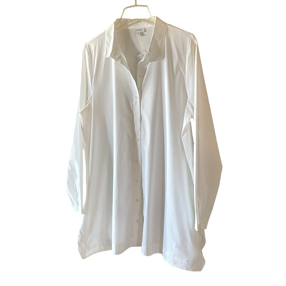 NWT J.JILL White Shirt Collection Size Large Long Sleeve Button-Up Oversized Top - Picture 3 of 9